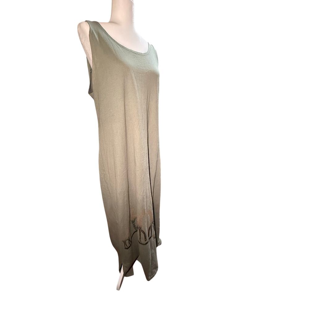Nina Piccalino Vintage Green Tribal Safari Print Sleeveless Maxi Dress, Size 12